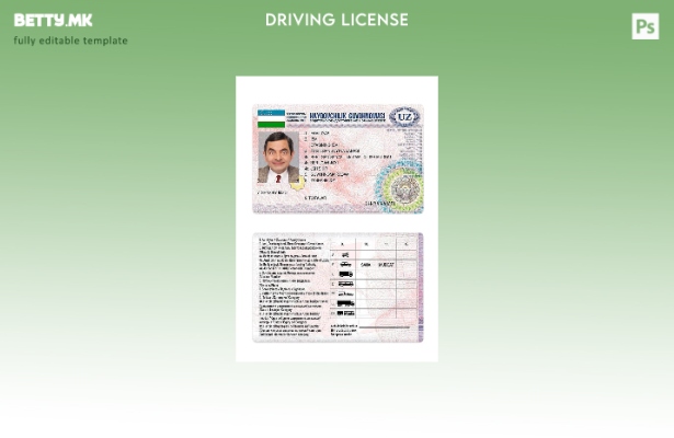 Модерен стил Узбекистанска возачка дозвола присутен шаблон